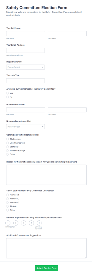 Safety Committee Election Form Template