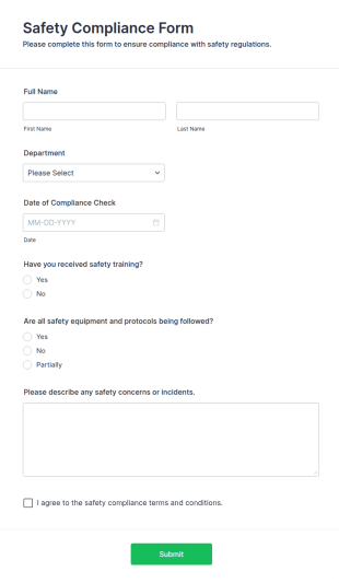 Safety Compliance Form Template
