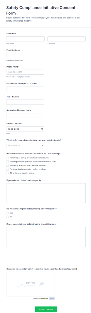 Safety Compliance Initiative Consent Form Template