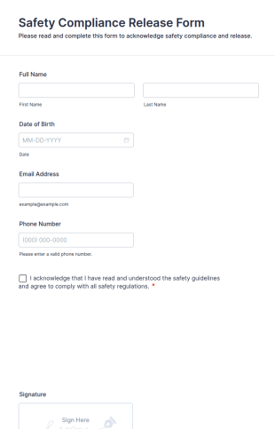 Safety Compliance Release Form Template