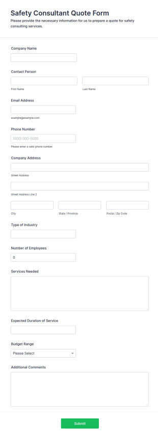 Safety Consultant Quote Form Template
