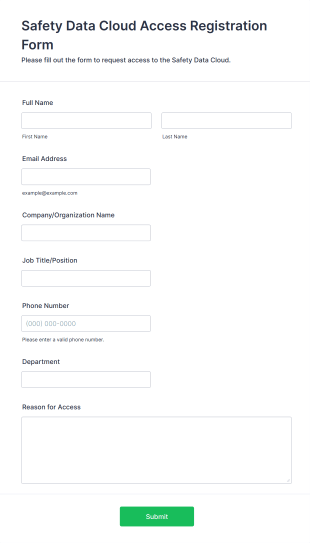 Safety Data Cloud Access Registration Form Template