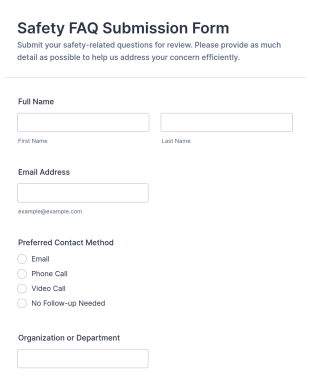 Safety FAQ Submission Form Template