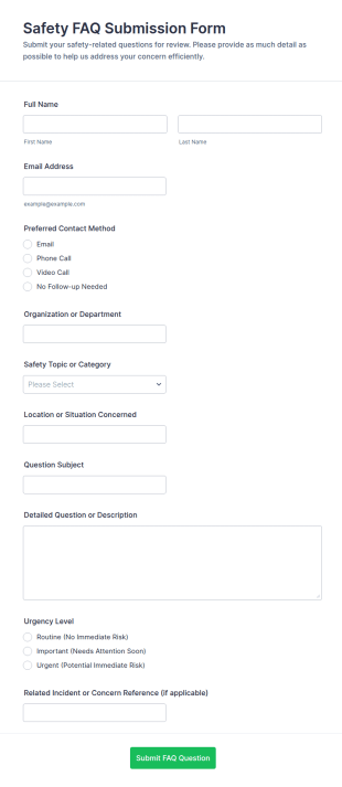 Safety FAQ Submission Form Template
