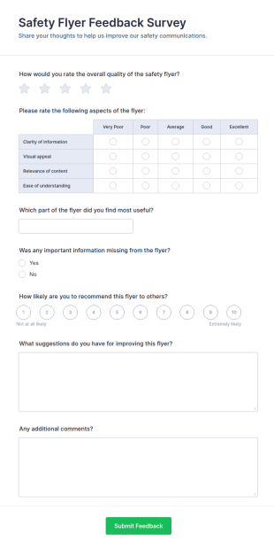 Safety Flyer Feedback Survey Form Template