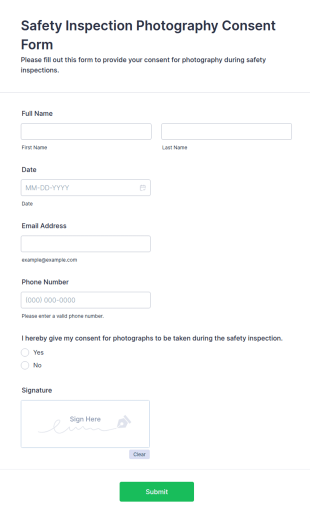 Safety Inspection Photography Consent Form Template
