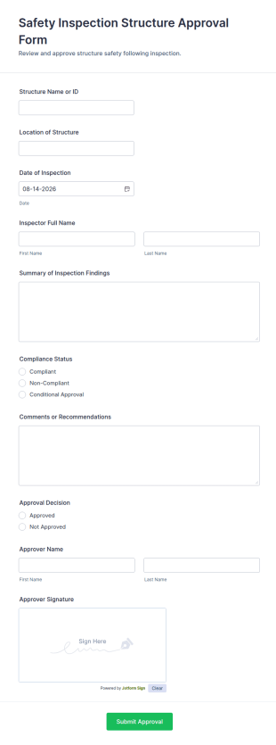 Safety Inspection Structure Approval Form Template
