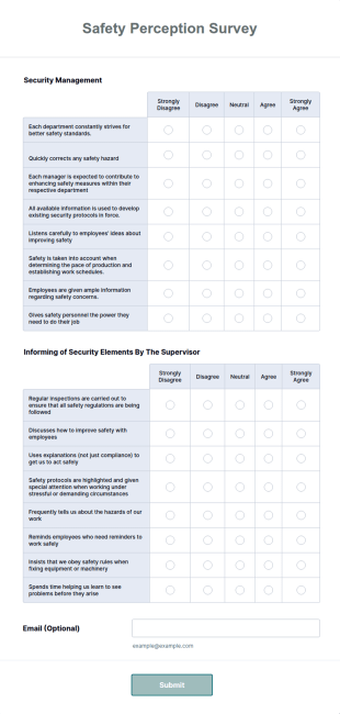 Safety Perception Survey Form Template