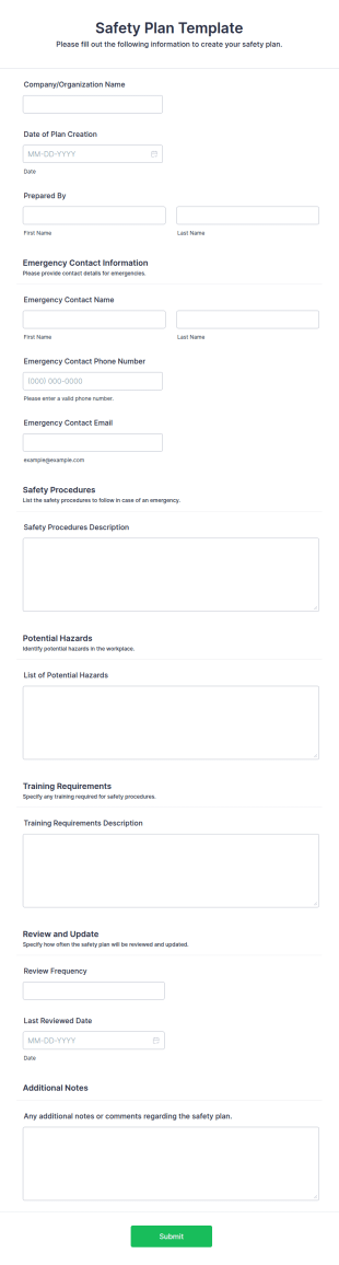 Safety Plan Template