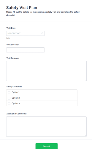 Safety Visit Plan Form Template