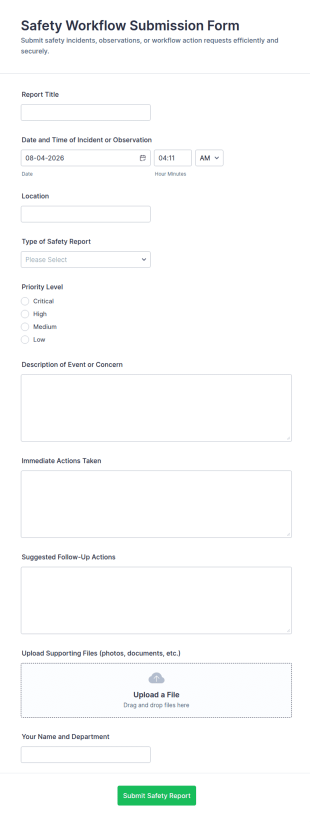 Safety Workflow Submission Form Template