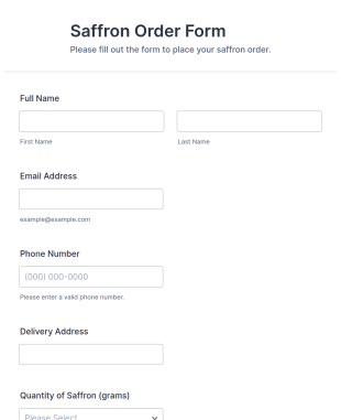 Saffron Order Form Template