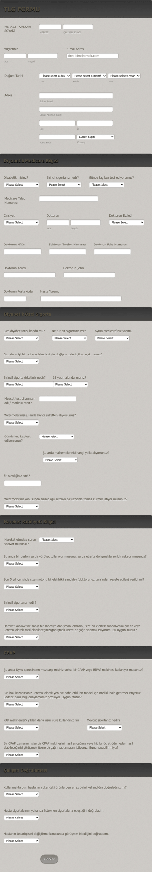 Sağlık Bilgi Form Şablonu