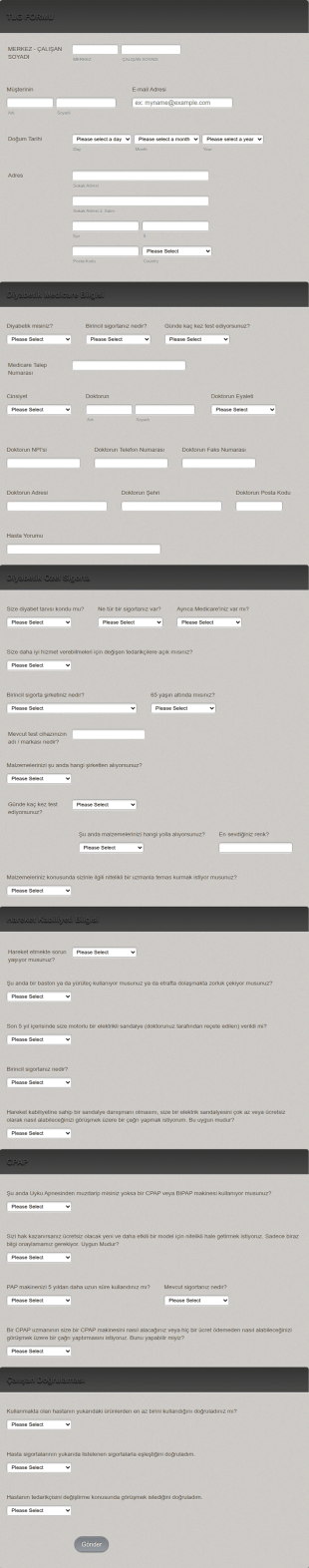 Sağlık Bilgi Form Şablonu