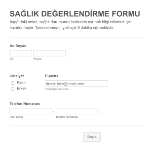 Sağlık Değerlendirme Form Şablonu