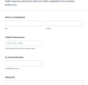 Sağlık Sigortası İptal Talep Form Şablonu