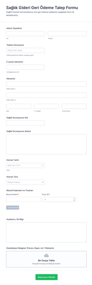 Sağlık Talep Form Şablonu