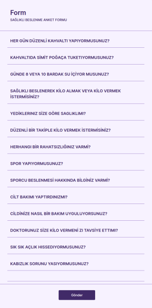 Sağlıklı Yaşam Anketi Form Şablonu