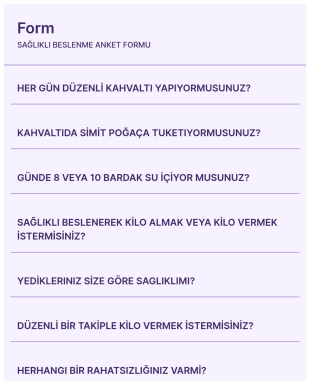 Sağlıklı Yaşam Anketi Form Şablonu