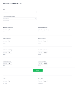 Sähköinen Kellokortti Form Template