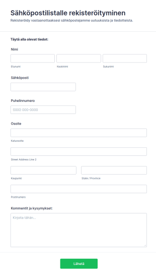 Sähköpostilistalle Rekisteröityminen