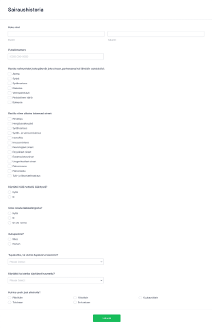 Sairaushistorialomake