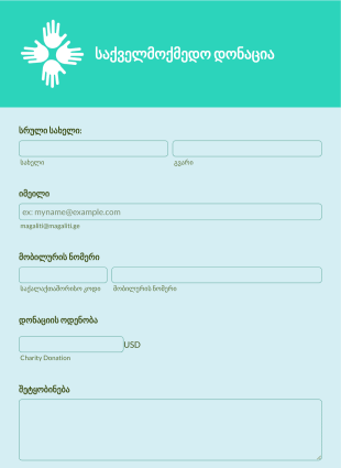საქველმოქმედო დონაციის ფორმა Form Template