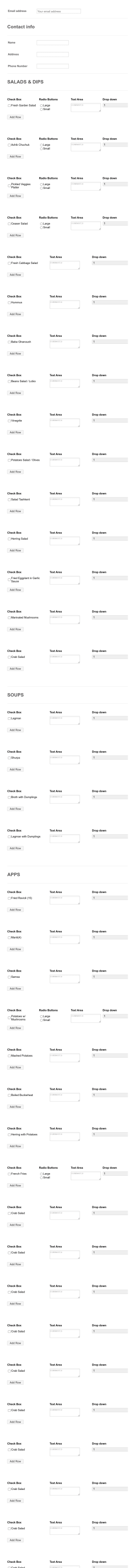 Salad Delivery Order Form Template