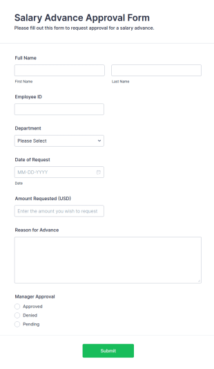 Salary Advance Approval Form Template