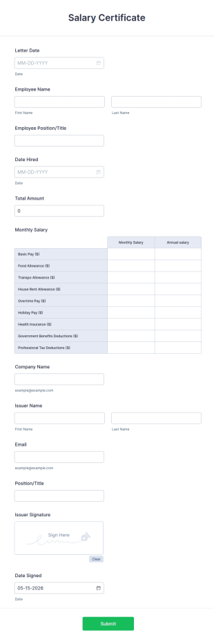 Salary Certificate Template
