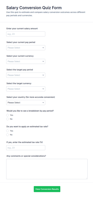 Salary Conversion Quiz Form Template
