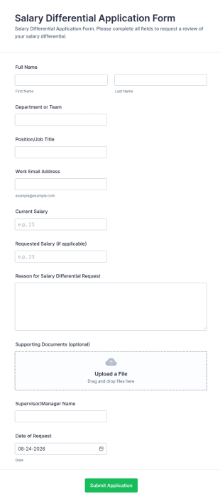 Salary Differential Application Form Template