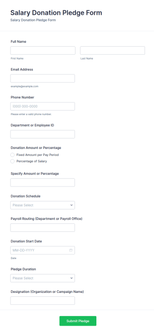 Salary Donation Pledge Form Template