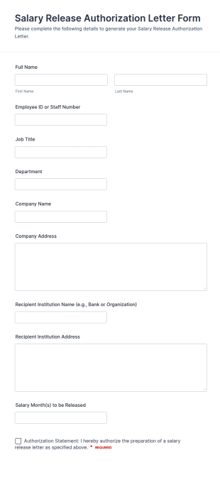 Salary Release Authorization Letter Form Template