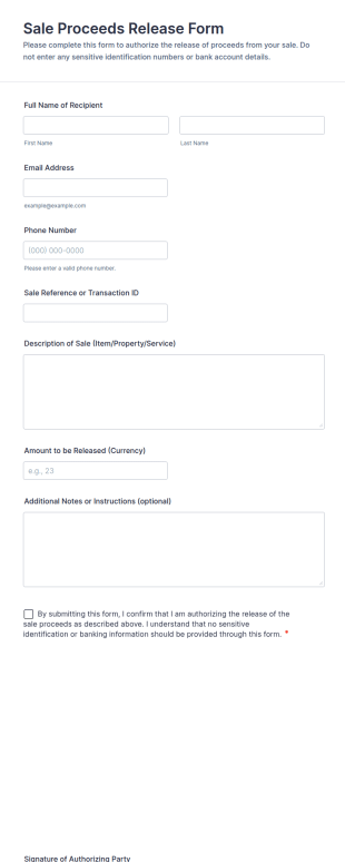 Sale Proceeds Release Form Template