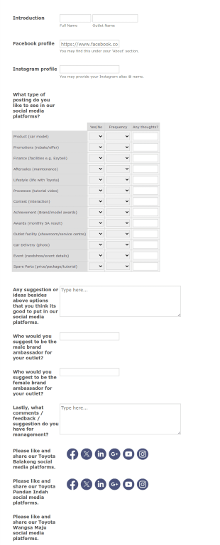 Sales Advisor Survey Form Template