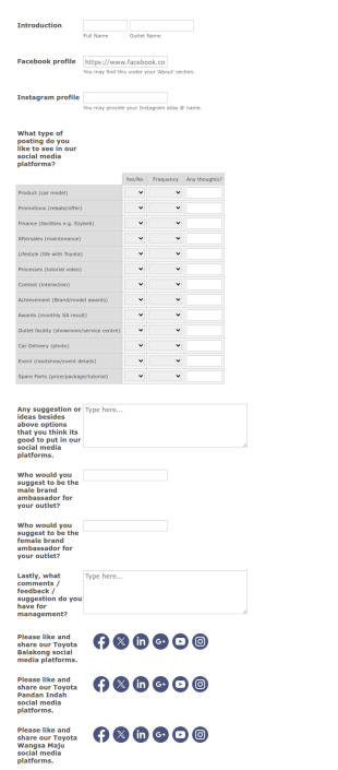 Sales Advisor Survey Form Template