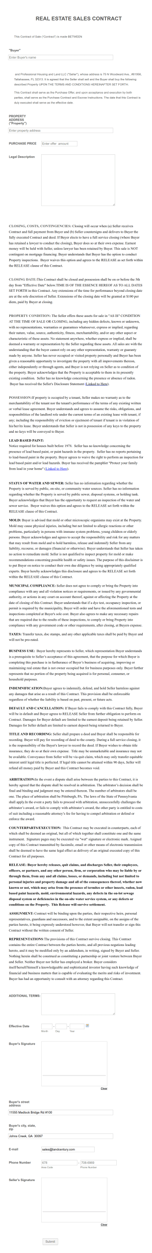 Sales Agreement Form Template