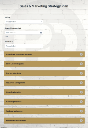 Sales &amp Marketing Strategy Plan Form Template