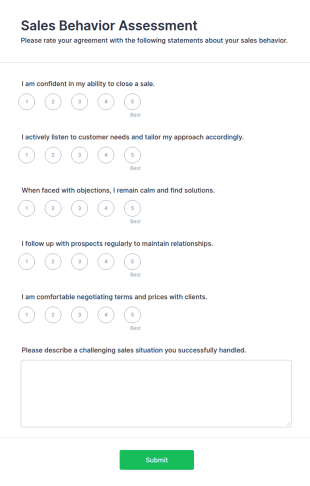 Sales Behavior Assessment Form Template