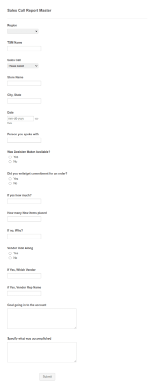 Sales Call Report Template
