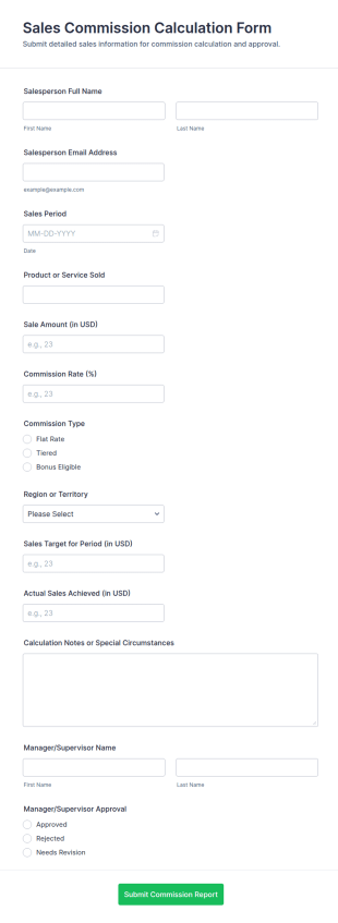 Sales Commission Calculation Form Template