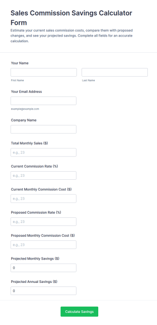 Sales Commission Savings Calculator Form Template