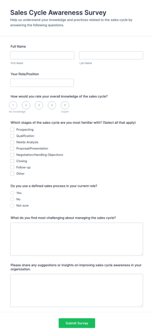 Sales Cycle Awareness Survey Form Template