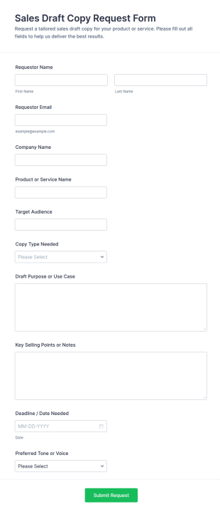 Sales Draft Copy Request Form Template