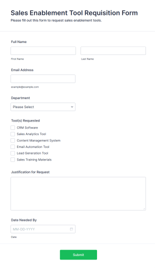 Sales Enablement Tool Requisition Form Template
