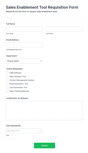 Sales Enablement Tool Requisition Form Template