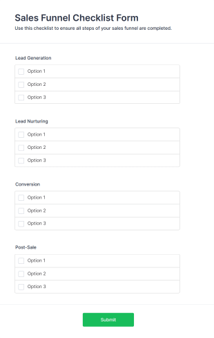 Sales Funnel Checklist Form Template