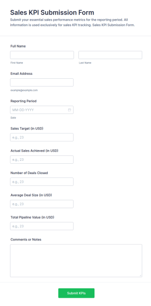 Sales KPI Submission Form Template