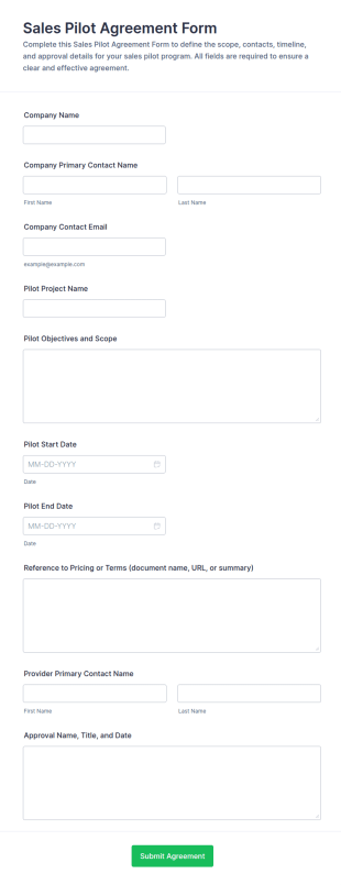 Sales Pilot Agreement Form Template